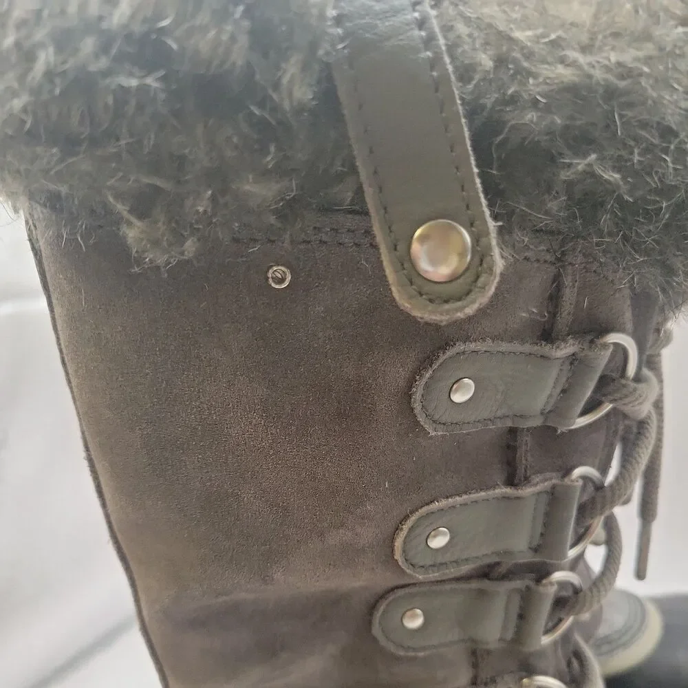 Sorel Winter Rain Suede Waterproof Boots Women 7 Gray